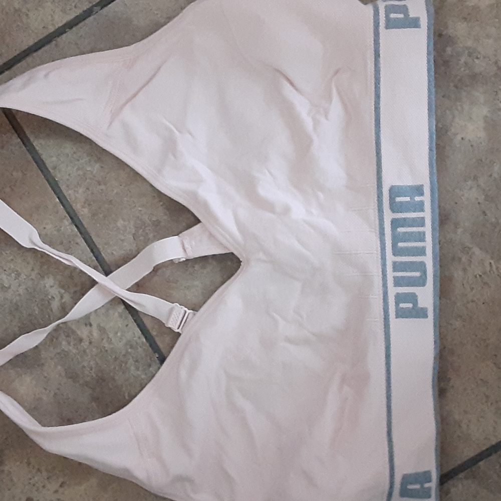 Puma sports bra size cl pink and grey